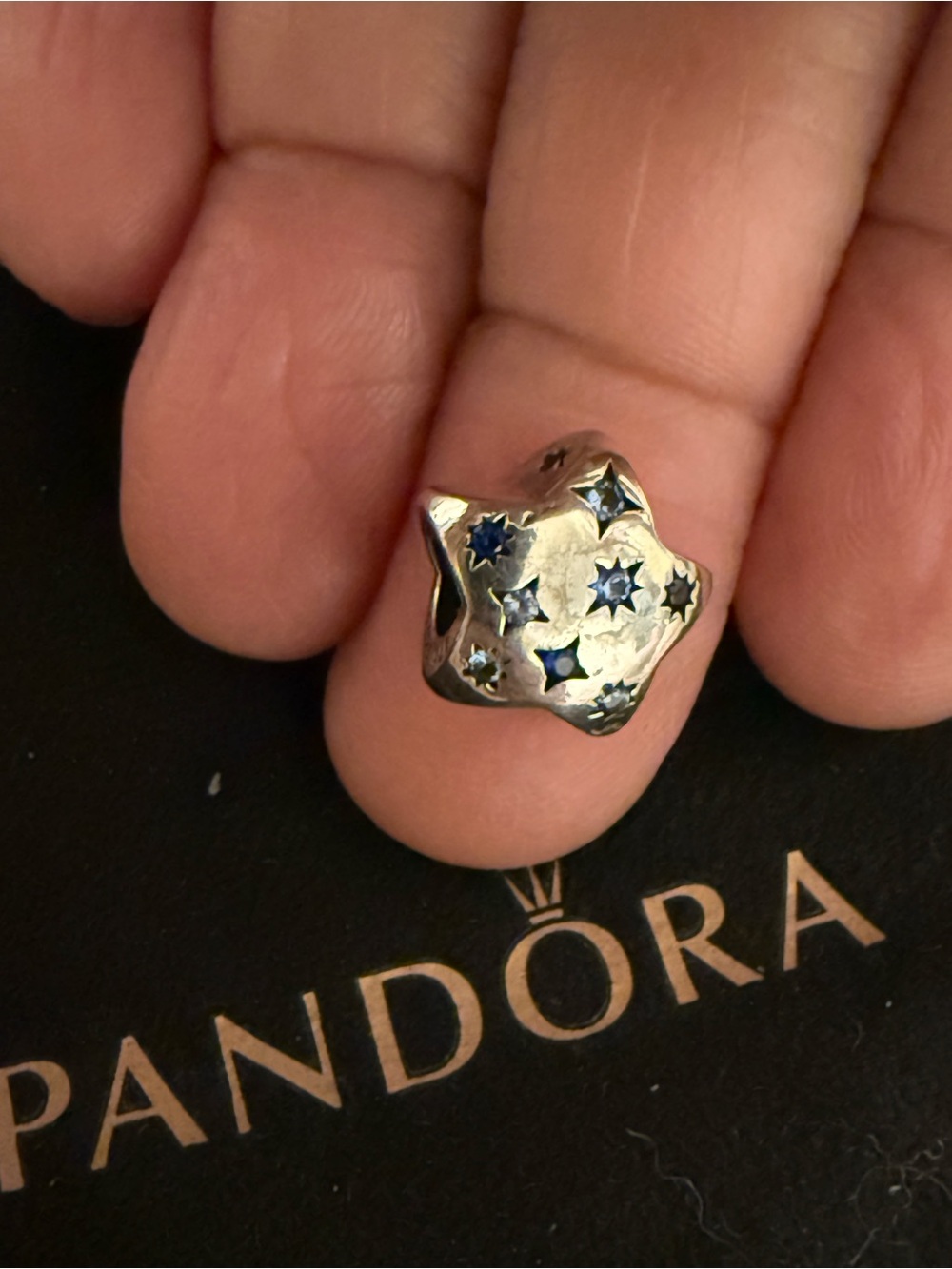 Pandora Silver Starry Night Charm with Blue Accents